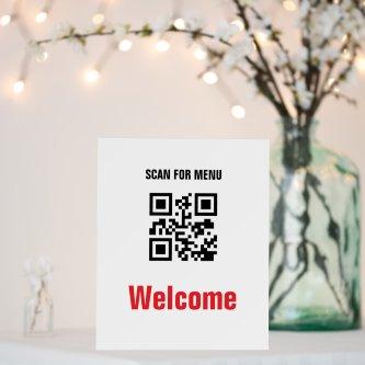 QR Code Contactless Scannable Menu Black White Foam Board