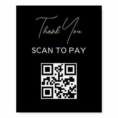 QR Code Contactless Scannable Pay Black White Foam Board
