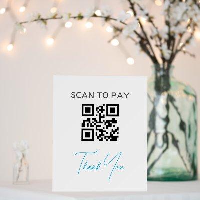 QR Code Contactless Scannable Pay Black White Foam Board