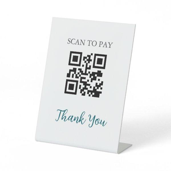 QR Code Contactless Scannable Pay Black White Pedestal Sign