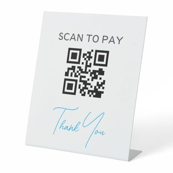 QR Code Contactless Scannable Pay Black White Pedestal Sign