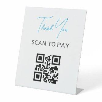 QR Code Contactless Scannable Pay Black White Pedestal Sign