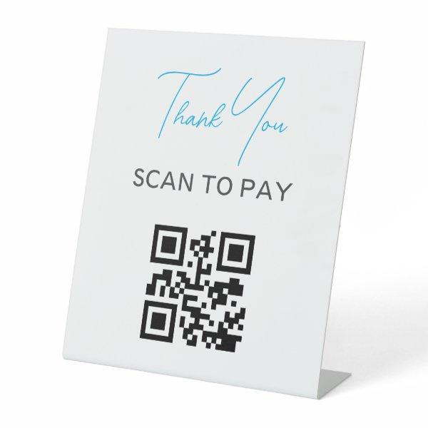 QR Code Contactless Scannable Pay Black White Pedestal Sign