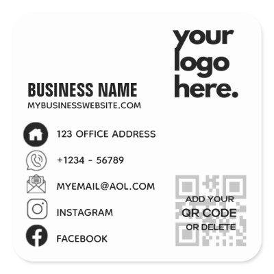 Qr Code Corporate  Design Logo  Square Sticker