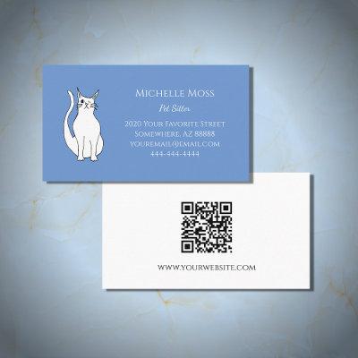 QR code Cute Cat Pet Sitter Blue