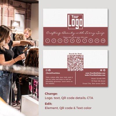 QR-Code Dual-Color Design Hair Salon Loyalty Card