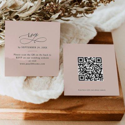 QR Code Dusty Rose Pink Wedding Online RSVP Cards