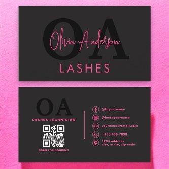 QR Code Eye Lashes Technician Hot Pink Black
