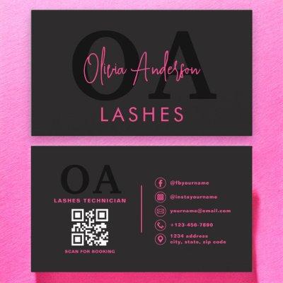 QR Code Eye Lashes Technician Hot Pink Black