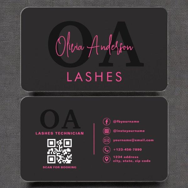 QR Code Eye Lashes Technician Hot Pink Black