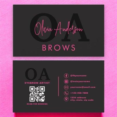 QR Code Eyebrows Brows Artist Hot Pink Black