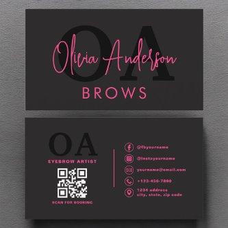 QR Code Eyebrows Brows Artist Hot Pink Black
