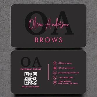 QR Code Eyebrows Brows Artist Hot Pink Black