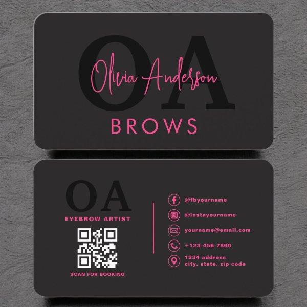 QR Code Eyebrows Brows Artist Hot Pink Black
