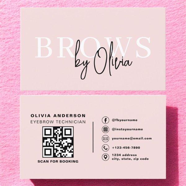 QR Code Eyebrows Brows Technician Blush Pink