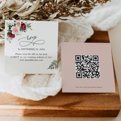 QR Code Floral Wedding Online RSVP Cards