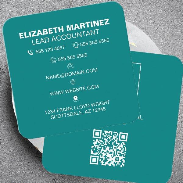 QR Code Front and Back Business Logo Professional Square