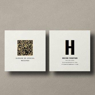 QR Code Front and Back Monogram Logo Professional Square