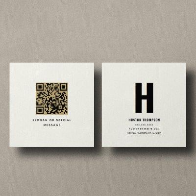 QR Code Front and Back Monogram Logo Professional Square