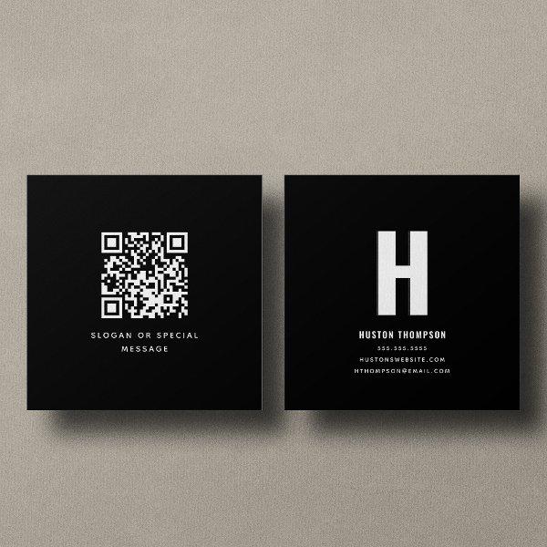 QR Code Front and Back Monogram Logo Professional Square