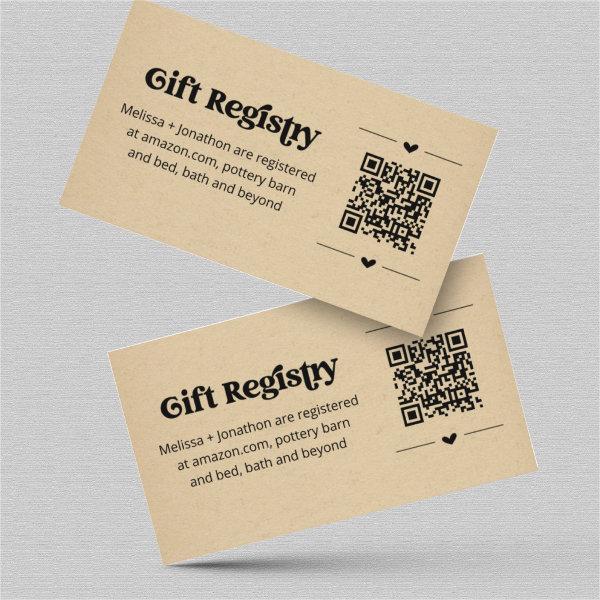 QR Code Gift Registry Card Insert