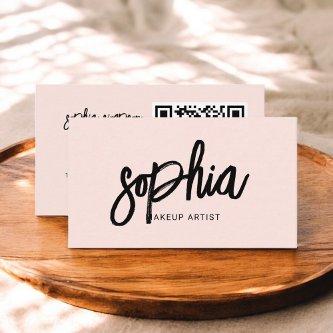 QR Code Girly Brush Calligraphy Blush Pink