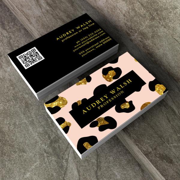 QR CODE Glam Glitter Blush Leopard print Luxury