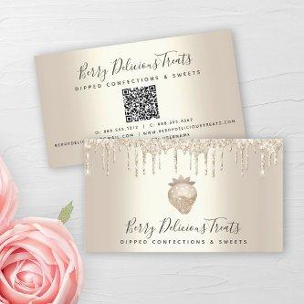 QR Code Gold Drips Strawberry Confection Dessert