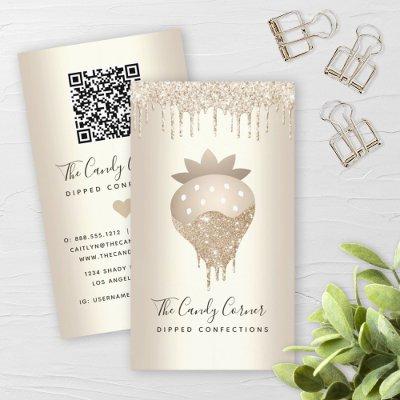 QR Code Gold Strawberry Drips Confection Sweets