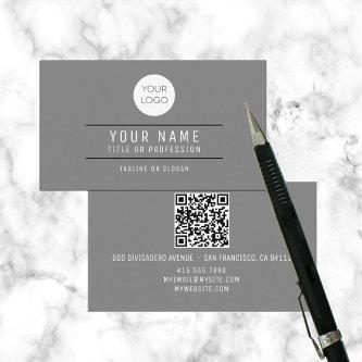 QR Code Gray Name Professional Logo Calling Card