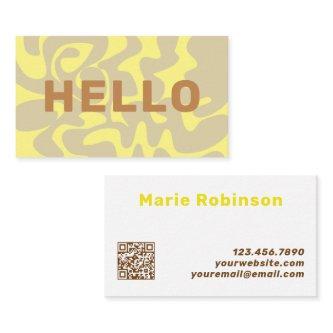 QR Code Groovy Beige Brown Yellow Retro Squiggles