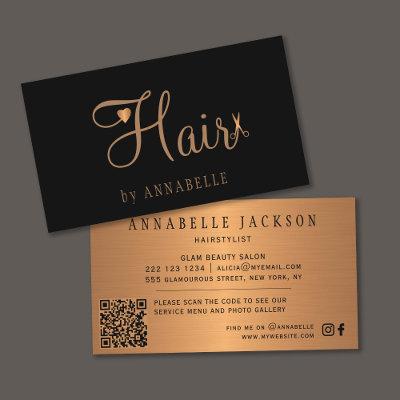 QR CODE hair salon black gold metallic hairstylist