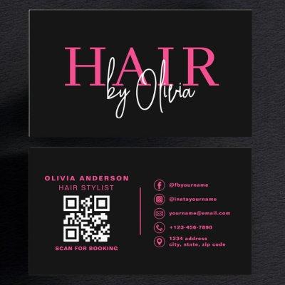 QR Code Hair Stylist Modern Typography