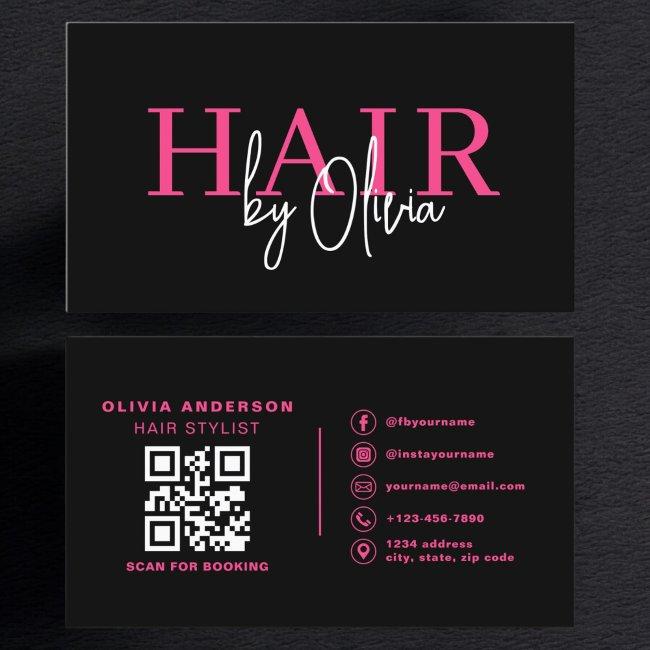 QR Code Hair Stylist Modern Typography