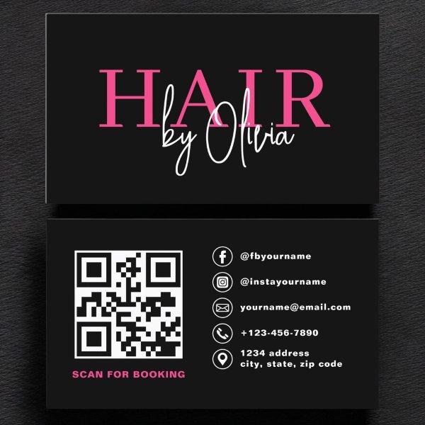 QR Code Hair Stylist Modern Typography