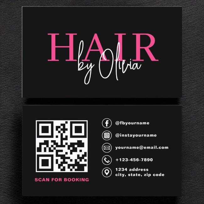 QR Code Hair Stylist Modern Typography