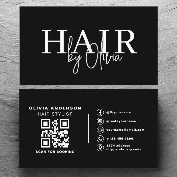 QR Code Hair Stylist Modern Typography