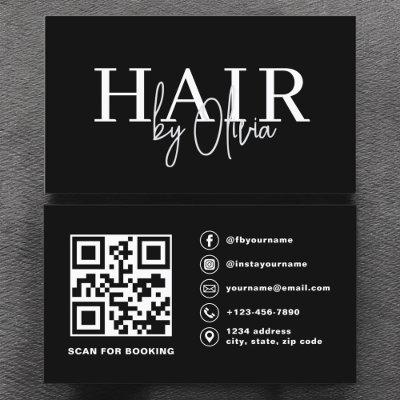 QR Code Hair Stylist Modern Typography