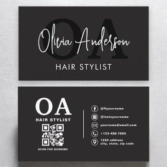 QR Code Hair Stylist Monogram Modern Typography