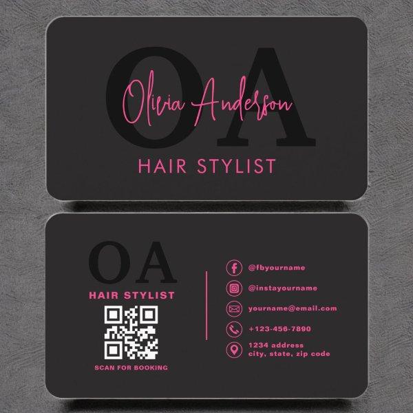 QR Code Hair Stylist Monogram Modern Typography