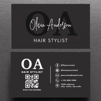 QR Code Hair Stylist Monogram Modern Typography