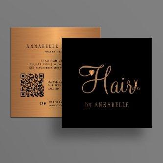 QR code hairstylist professional gold black Square