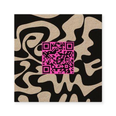 QR Code Hot Pink Retro Groovy Kraft Square