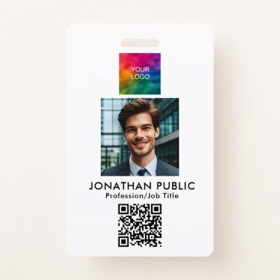 QR Code ID Card Employee Photo Company Logo Badge