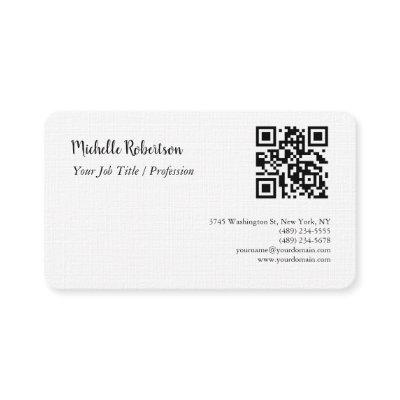 QR Code Linen Black White Plain Minimalist