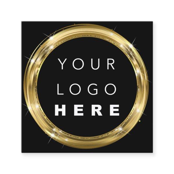QR Code Logo Black White Gold Beautique Shop Glam Square