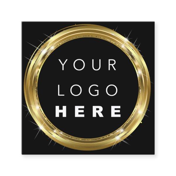 QR Code Logo Black White Gold Beautique Shop Square