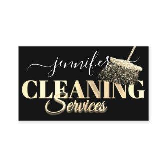 QR Code Logo Cleaning Services Golden Script Black