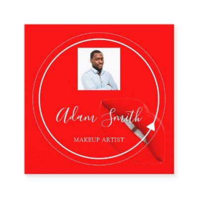 QR Code Logo Custom Custom Photo Makeup Artist Red Square