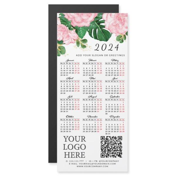 QR Code Logo German 2024 Calendar Floral Pink